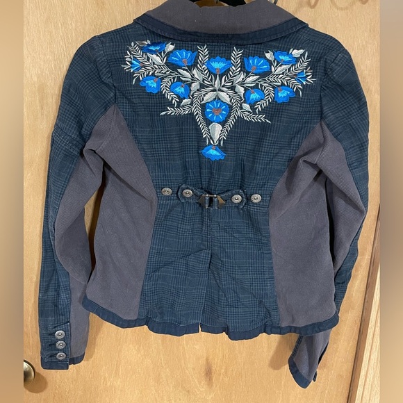 FREE PEOPLE embroidered gingham blazer - Picture 2 of 5